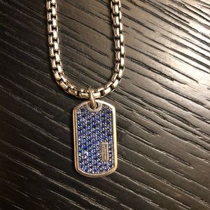 David Yurman Pave Tag Blue Sapphires Small